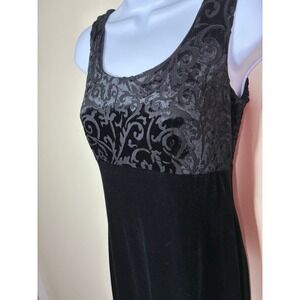 Vintage Y2K Velvet Burnout Babydoll Gown Size 6 Black Whimsygoth Glam Event